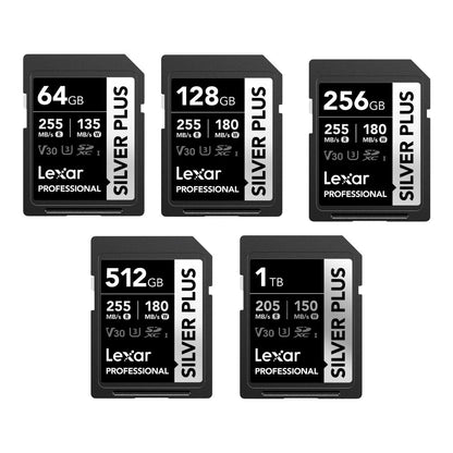 Lexar Professional SILVER PLUS SDXC V30 U3 UHS-I Memory Card | 64GB / 128GB / 256GB / 512GB / 1TB