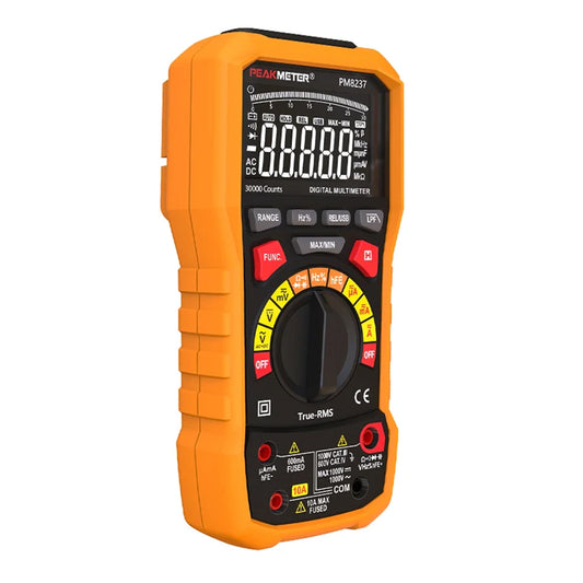 [CLEARANCE] Peakmeter PM8237 10A 1000V AC & DC Digital Multimeter with Dual Test Leads, USB-A Cable Interface, 30000 Counts Display, Auto Range, Data Hold, Voltmeter for Voltage, Current, Resistance, Frequency, Capacitance Tester etc.