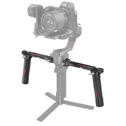 SmallRig Dual Handgrip Horizontal Arm Mount with 1/4"-20 & 3/8"-16 Accessory Threads, Locking Levers, Silicone Grips, Nato Rails, and Shoe Mount for DJI RS 2 / RSC 2 / RS 3 / RS 3 Pro / RS 4 / RS 4 Pro Gimbals 3027