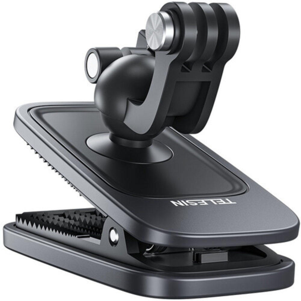TELESIN Backpack Clip Mount for Action Cameras with 360° Ball Head and Mounting Buckle