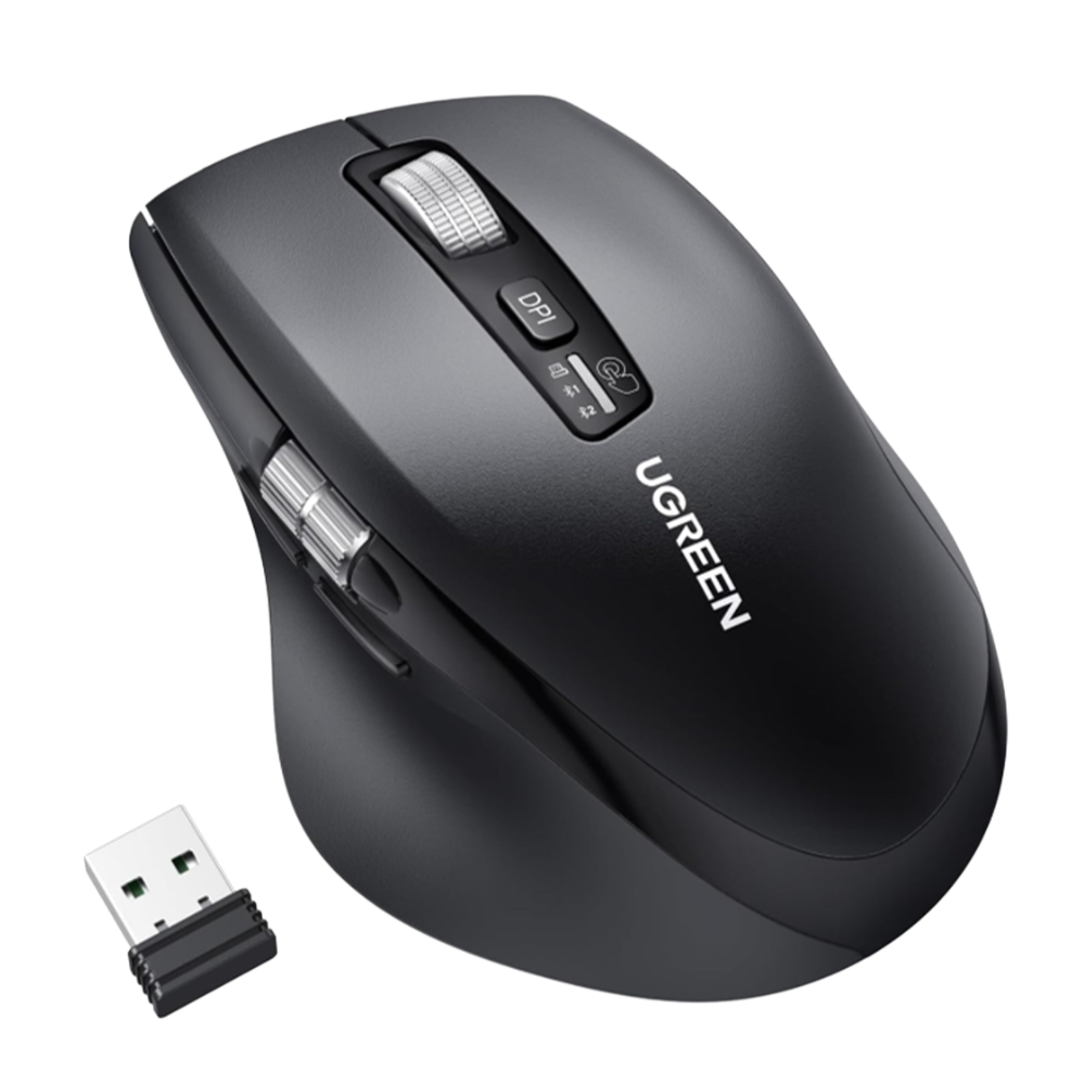 UGREEN Multi-Mode Wireless Mouse w/ Bluetooth 5.4, 2.4GHz USB Receiver, 5000 DPI, Side Scroll | M751