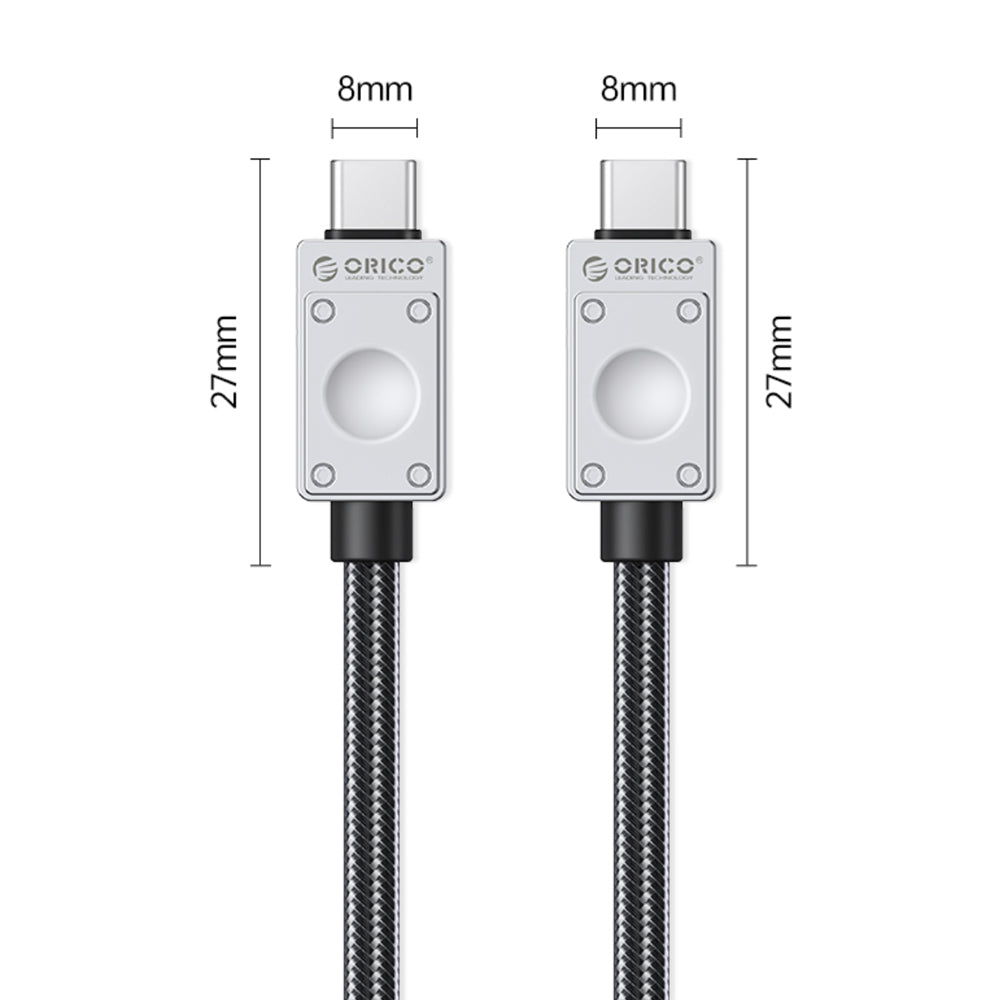 Orico 1M 240A2-20 Series USB Type-C Male to Male PD 240W 20Gbps Fast Charging Nylon Braided Video and Data Cable with 4K 60Hz Video Output and E-Marker Chip for Smartphone PC Laptop