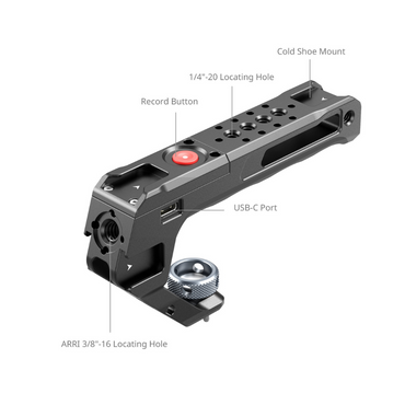 SmallRig Top Handle with Recording Button Trigger, ARRI 3/8"-16 Mount, USB-C Remote for Selected Sony, Canon, FUJIFILM & Panasonic DSLR Mirrorless Cameras | 4927
