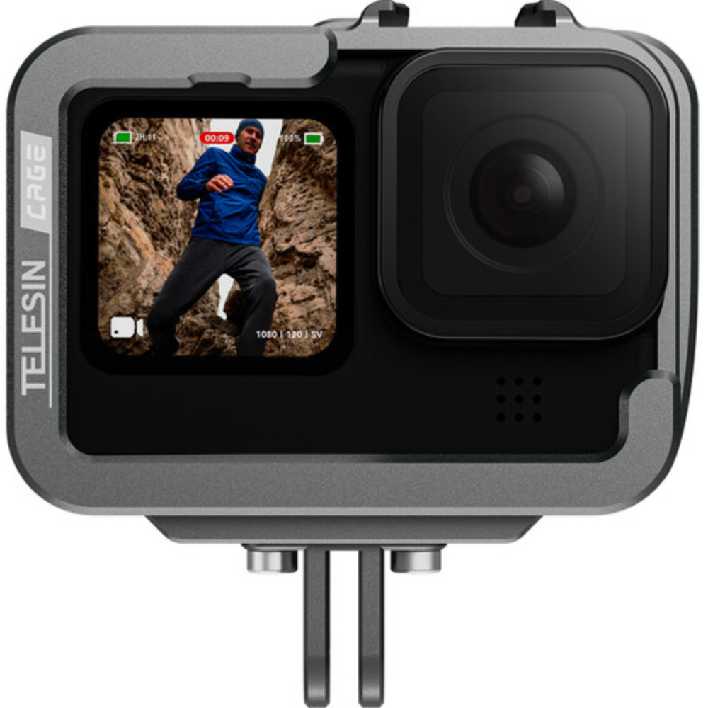 TELESIN Aluminum Cage with Convertible Vertical Frame for GoPro HERO 12 / 11 / 10 / 9 Action Cameras
