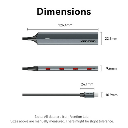 Vention 5-in-1 USB 3.2 Gen 2 Type-C Hub with 10Gbps High-Speed Data Transfer, LED Indicator, USB-C Input for PC, Desktop, Computer, Laptop, Tablet and Smartphone - Windows, macOS, Linux & Android Operating Systems
