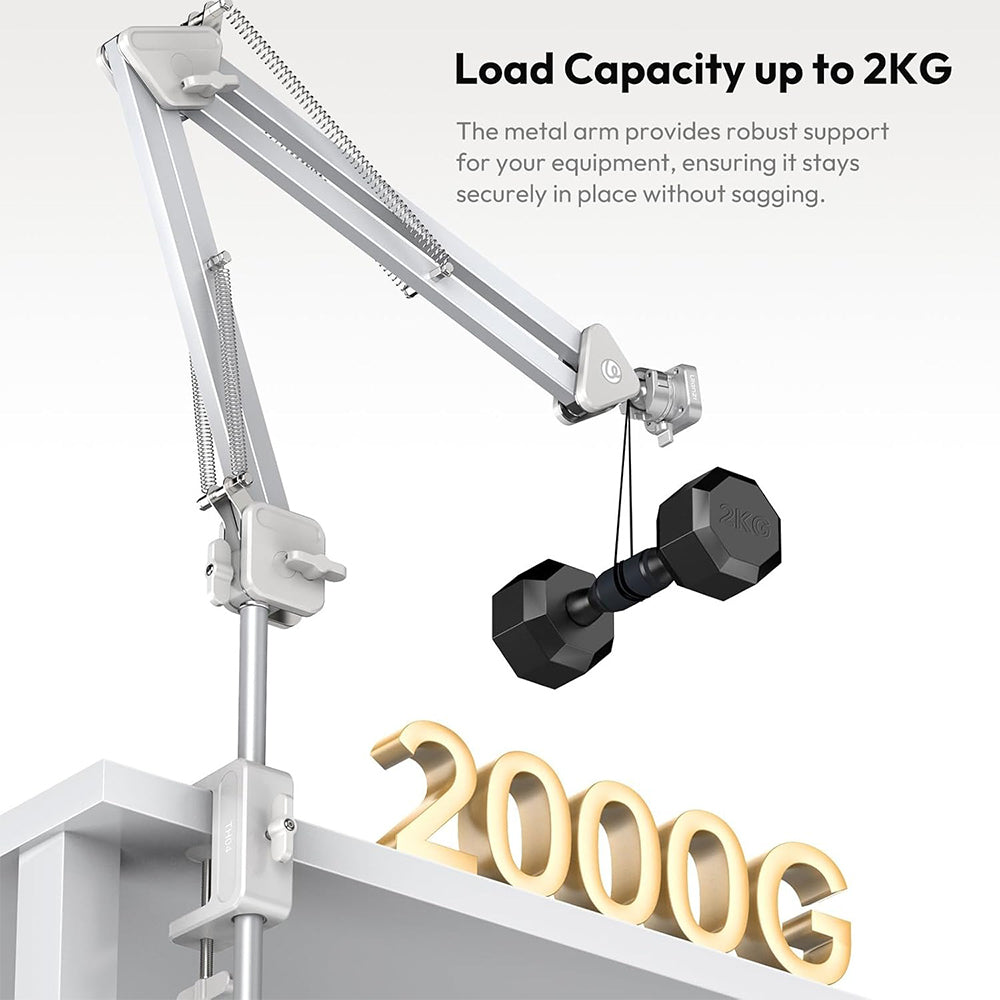 Ulanzi TH04 Overhead Camera Mount Desk Clamp with 1/4" Mount, Uka Quick-Release Plate, Detachable Arm, Up to 2kg Maximum Load Capacity and 68mm Clamping for Food Vlogging, Streaming, Workspace Photography and Unboxing Video | T088