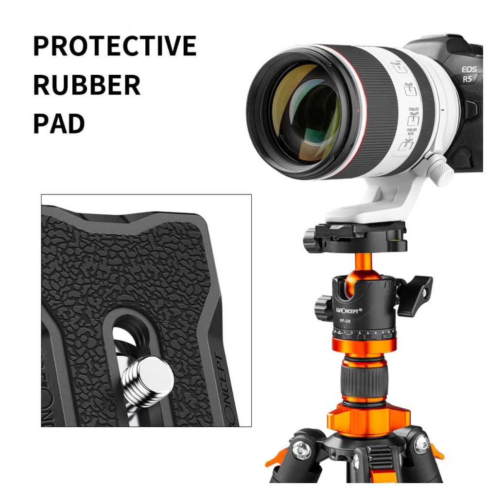 K&F Concept 2-Pack QR Quick Release Aluminum Alloy Mounting Plate with 1/4" Screw and Rubberized Surface for Arca Swiss Camera Tripod Ball Head | KF31-030 KF31-031