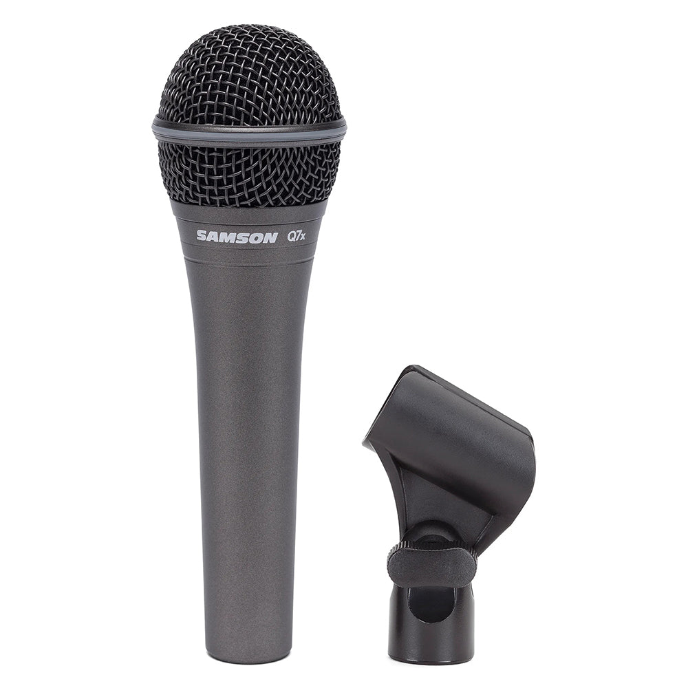 Samson Q7X Professional Supercardioid Dynamic with Mic Clip for Vocal and Instrument Recording, Studio, Live Performance, Karaoke, with 50Hz to 16kHz Frequency Response, Neodymium Mic Element, Die-Cast Body & Gold-Plated XLR Connectors