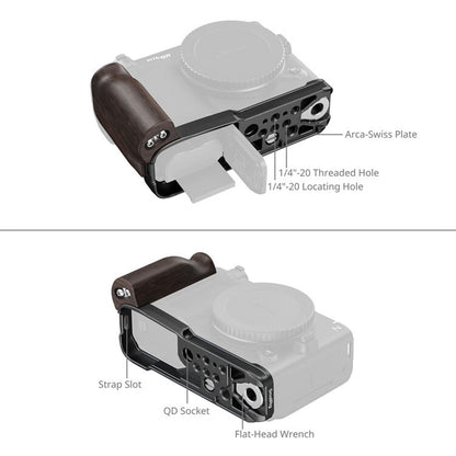 SmallRig Half Camera Cage & L-Shaped Mount Plate with Wooden Handle for Nikon ZR | 5905 / 5906