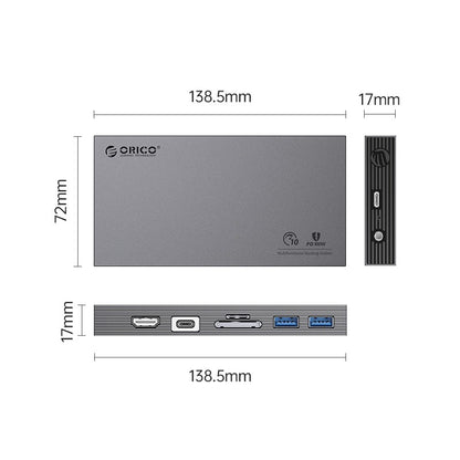 [CLEARANCE] ORICO CDH-10H Type C 10-in-1 Multifunctiol Aluminum Alloy + ABS Docking System with USB-A, USB-C, HDMI 4K, TF/SD, LAN, and Audio/Mic, for Windows and Mac OS | Grey