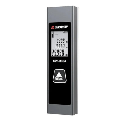 SNDWAY Mini Rechargeable Laser Distance Meter with 30 Meters Measurement Range, Class II Smart Laser, LCD Display and Self Calibration for Industrial & Home Improvements | SW-M30