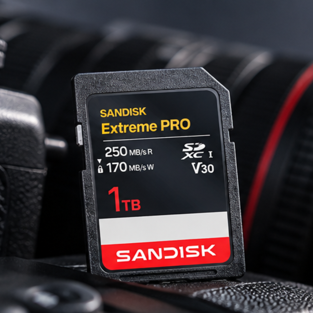 SanDisk Extreme PRO 1TB SD Card UHS-I SDXC Class 10 V30 U3 with 250MB/s Read and 170MB/s Write Speed for Camera and Photography | SDSDXXJ-1T00-GSCIN