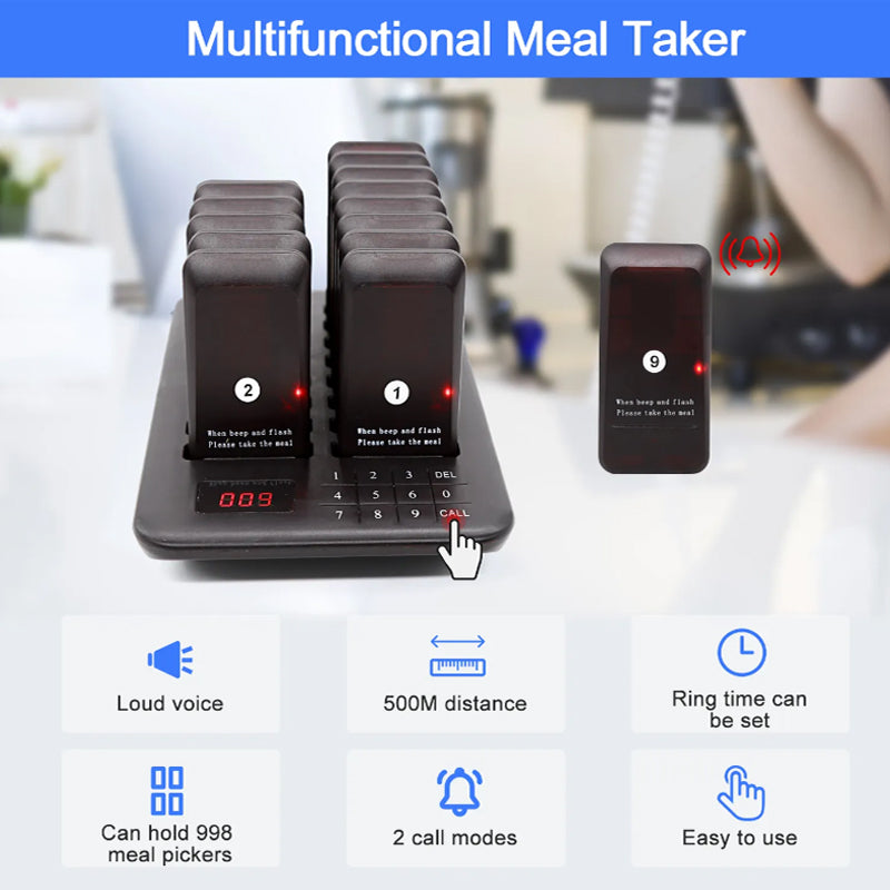 [CLEARANCE] DAYTECH Coaster Buzzer Restaurant Guest Pager Calling System 500m Long Range Queue Line Beeper for Fast Food, Cafe, Clinic, Coffee Shop | E-P300