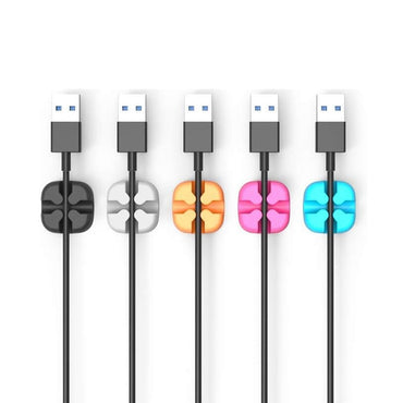 [CLEARANCE] ORICO CBSX-5 Desktop Cable Mager Organizer with 5 Singular Ports and High Strength Double-Sided Adhesive Tape for Max 5mm Diameter Cords | Black Blue Grey Orange Pink