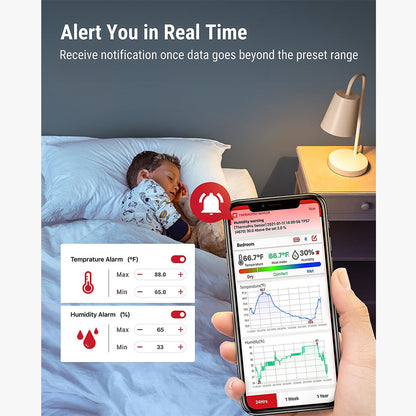 ThermoPro Smart Bluetooth Indoor Hygrometer Thermometer High-Accuracy Temperature and Humidity Monitor with Comfort Level Indicator, 260ft Wireless Range, App Alerts and Data Tracking | TP357 | TP157