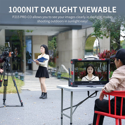 FEELWORLD SEETEC P215 PRO & PRO-CO (21.5") 1000nit IPS Heavy Duty Portable Broadcast Monitor with Impact-Resistant Protective Casing, HDMI / 3G-SDI In & Out, 4K 60Hz Support, HDR, 3D LUT, Waveform, and V-Mount Battery Plate for Camcorders, DSLRs
