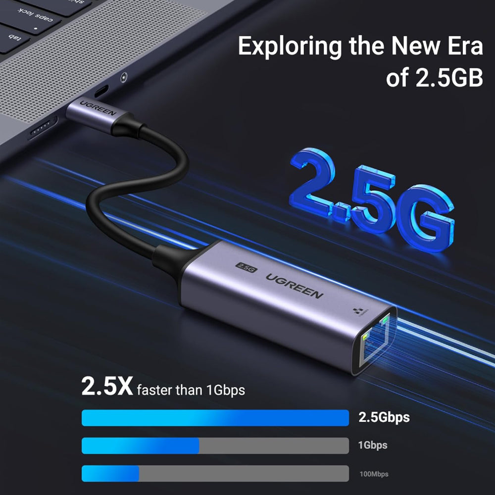 UGREEN USB Type C to RJ45 Ethernet Adapter with 2.5Gbps Fast Network Speed for Laptops (Windows / MacOS / MacBook / Dell XPS) iPad and iPhone 15/16 Plus Pro Max | CM648