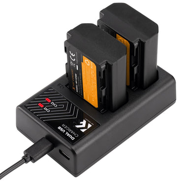 K&F Concept NP-FZ100 (3-Pack / 2-Pack) 2280mAh Rechargeable Camera Battery Replacement and Triple / Dual Slot Charger Display Kit with USB Type-C / Micro B Input Fast Charging Ports for Selected Sony Cameras