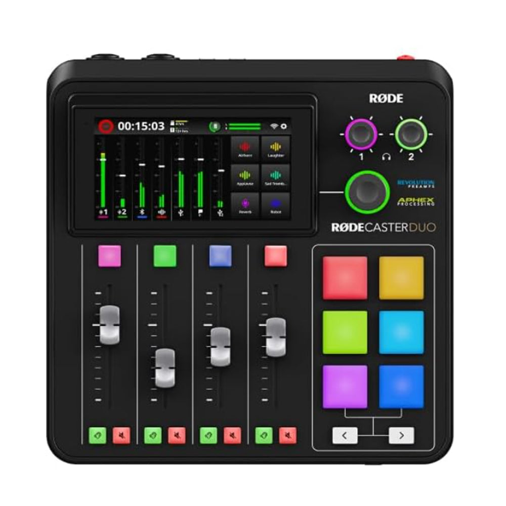 RODE Rodecaster Duo 2 Channel Integrated Audio Studio MIDI Interface with Series IV Wireless Receivers, Revolution Preamps, 6 Programmable Smart Pads, Dual USB Ports and Integrated Bluetooth for Live Streaming, Recording, Podcasting