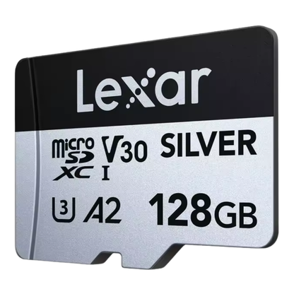 Lexar 128GB Professional SILVER microSDXC V30 A2 U3 UHS-I Memory Card, 205MB/s Read and 100MB/s Write Speed