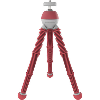 JOBY Podzilla Medium Tabletop Tripod with Griptight 360 Phone Mount Kit, Built-In Ball Head, 1/4"-20 Thread Mount, and 1kg Load Capacity for Vlogging, Recording, and Videography (Red) | 1758