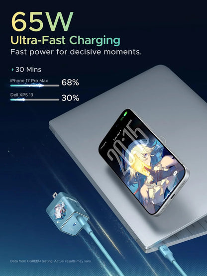 UGREEN x Honkai: Star Rail Nexode Air 65W USB-C GaN Fast Charger w/ Foldable Plug, 100W USB-C Cable