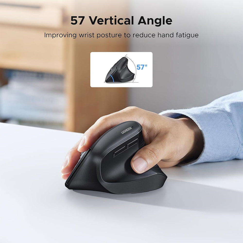 UGREEN Wireless 2.4GHz Ergonomic Vertical Mouse with 1000 / 1600 / 2000 / 4000 DPI Max 10m Control