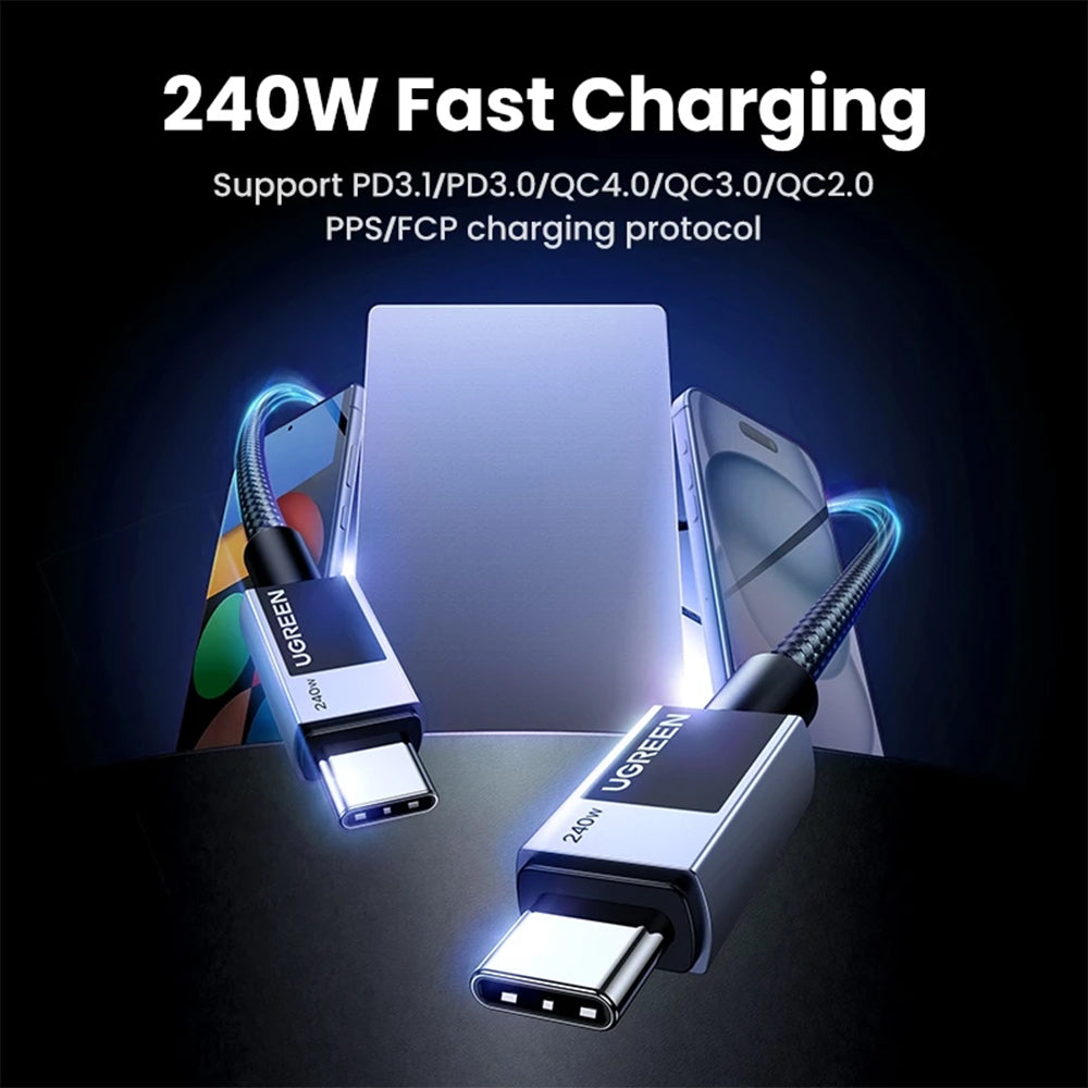 UGREEN L513 1M USB-C to USB-C 5A 240W PD Fast Charging Braided Cable USB 2.0 480Mbps Data