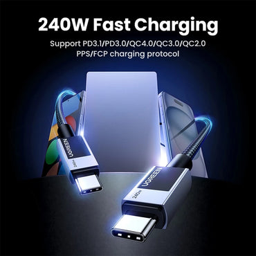 UGREEN L513 1M USB-C to USB-C 5A 240W PD Fast Charging Braided Cable USB 2.0 480Mbps Data
