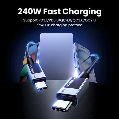 UGREEN L513 1M USB-C to USB-C 5A 240W PD Fast Charging Braided Cable USB 2.0 480Mbps Data