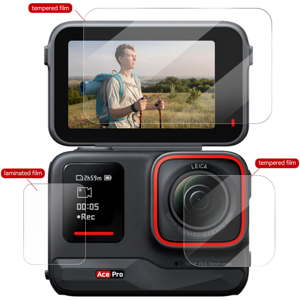 TELESIN 9H HD Tempered Glass Screen Protector for Insta360 ACE | ACE PRO Action Camera