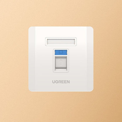 UGREEN RJ45 / RJ11 Single Port LAN Network Wall Socket (10x10 x 3cm) - White | 80180