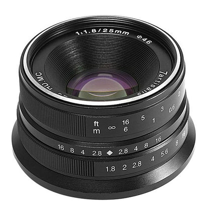 7Artisans 25mm F/1.8 APS-C Format M43 Micro Four Thirds Mount Compact Portrait Prime Lens MF Manual Focus for Mirrorless Cameras | Black Silver