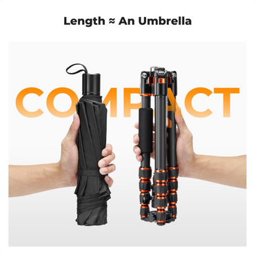 K&F Concept 360° Ball Head 5-Section Carbon Fiber Tripod + Monopod with 8kg Maximum Load Capacity & 1.52m Height, 1/4" Threaded Mounts for DSLR Mirrorless Cameras | A225C0+BH-25L