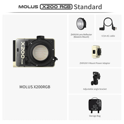 ZHIYUN Molus X200 200W Portable Bi-Color / RGB COB LED Video Light