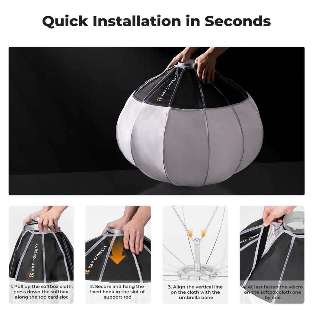K&F Concept 65cm 85cm QR Bowens Mount Lantern Softbox with 360 Degree Omnidirectiol Soft Light for Camera Lighting Photo and Video Studio Equipment