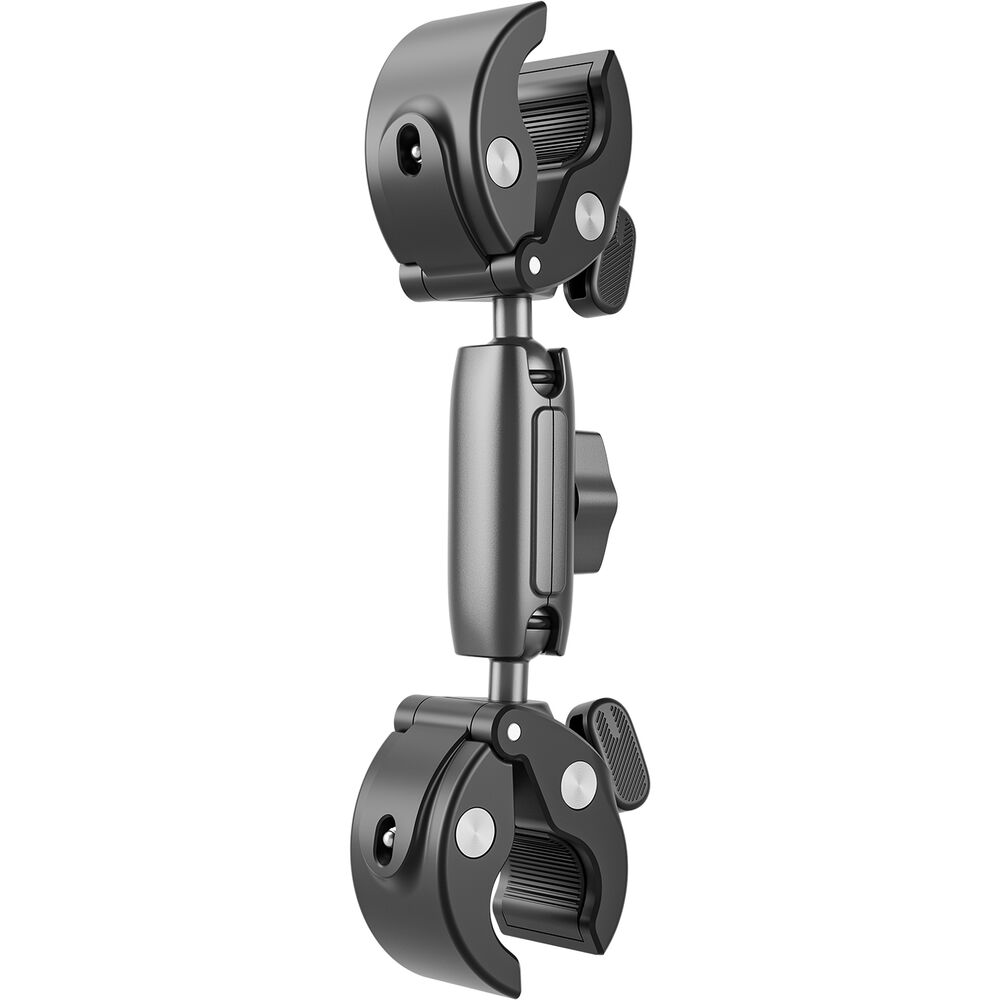 TELESIN Double-Headed Bike & Motorcycle Crab Claw-Style Clamp Pipe Mount with 360° Ball Swivel Joint