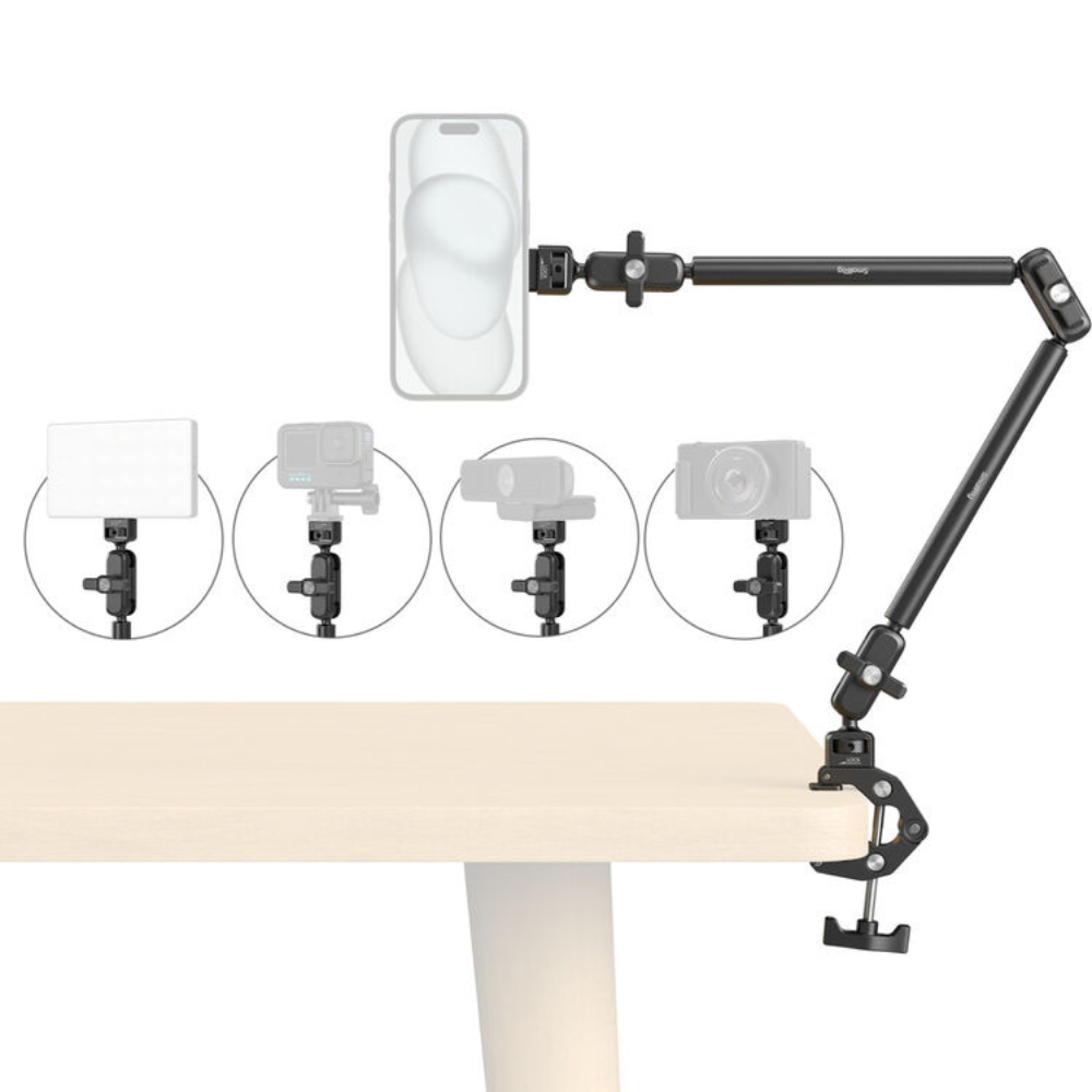 SmallRig Desktop Magic Arm with Crab-Shaped Clamp - MagSafe Mount / Smartphone Clamp