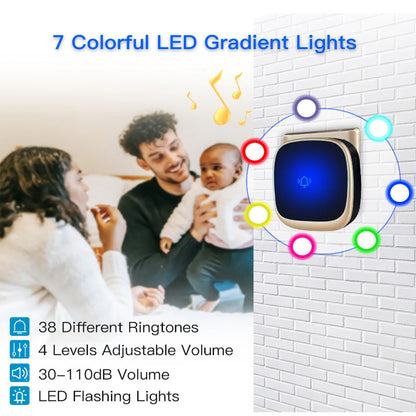 [CLEARANCE] DAYTECH DB22 Smart Wireless Doorbell Plug and Play AC 110V-260V Water-Resistant 300m Long Range Door Bell Buzzer with Adjustable Volume, 36 Chimes and Tunes for Home Office Indoor and Outdoor Installation