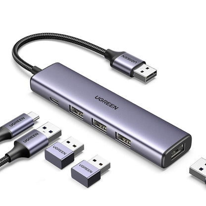[CLEARANCE] UGREEN 4-Port USB 3.0 Hub Docking Station with 5Gbps Transmission Rate for MacBook, iMac, PC, Desktop Computer, Laptop, etc. - Supports Windows, MacOS, Linux | 20805