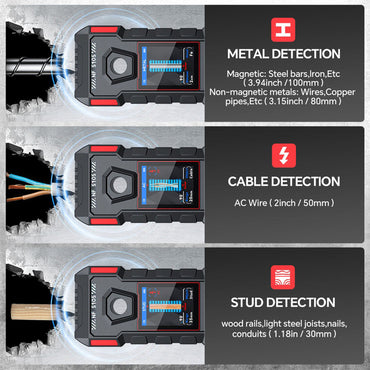 Noyafa NF-5105 Multi-Functional Wall Detector with 2'' TFT Color Screen Display, 3 Detecting Depth Modes, High Sensitive Sensor, Positioning Hole and USB-C Charging Port for Home Improvement & Industrial Tools