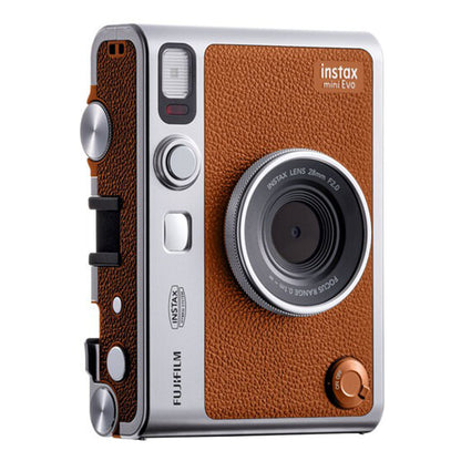 FUJIFILM Instax Mini Evo Hybrid Instant Film Camera with Built-In Mini Instant Film Direct Printer, Save Printed Images, 10 Lens Effects & 10 Film Effects, Bluetooth 4.2 - Black, Brown