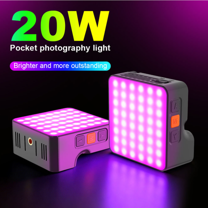 Luxceo P20RGB 20W RGB Video Light, 1400 Lumens Max, 2500K-9000K Color Temperature, 36000 Colors, 20 Lighting Effects, CRI 95+, TLCI 99