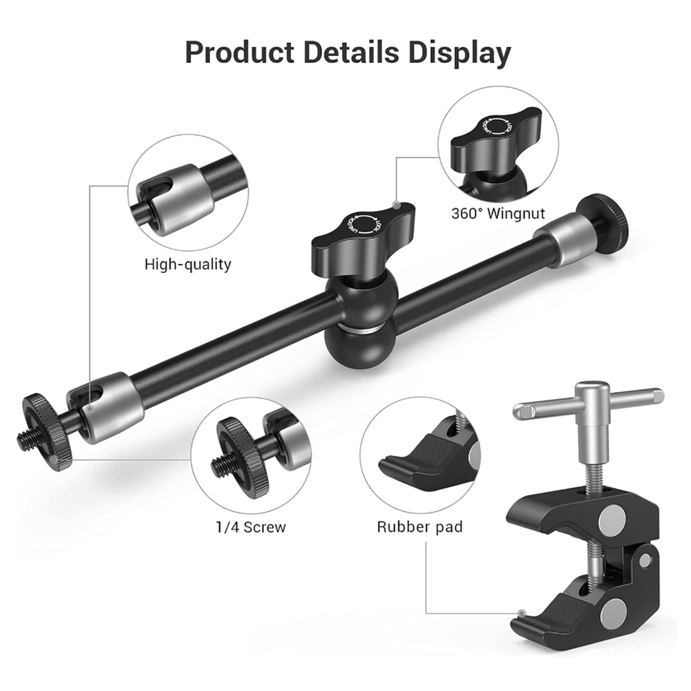 SmallRig 9.8-Inch  Aluminum Magic Arm & Super Clamp Kit with Ball Head for Cameras, Field Monitors, Video Lights, Microphones, Light Stands, Tripods, Desktop & Mounting Tubes & Rails | KBUM2732B