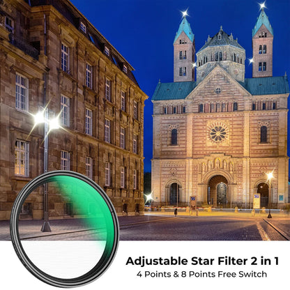 [CLEARANCE] K&F Concept Nano-C 67mm Variable 4-8 Star Effect Lens Filter with Multi-Coated Optical Glass and Ultra-Thin Aluminum Frame for Mirrorless and DSLR Camera Photography