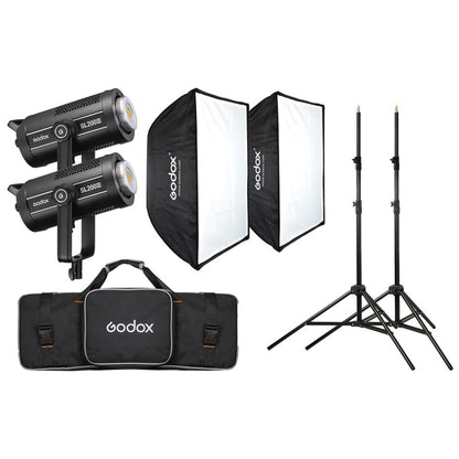 Godox SL150III SL200III 2-Kit 160W 215W Daylight Studio Video Light with Silent Passive Cooling System, 5600K CCT Range, 100-240 VAC Power, Onboard, Bluetooth & App Controls for Professiol Photography and Studio Lighting Equipment