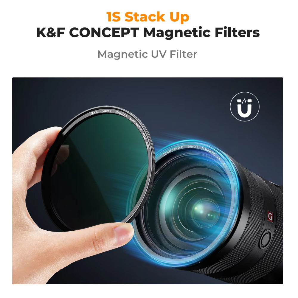 K&F Concept NANO-C HMC UV Ultraviolet Lens Filter for Camera Lenses - Multi-Coated Optical Glass, Magnetic Slim Frame, High-Definition, Anti-Glaring, Water & Dust Proof