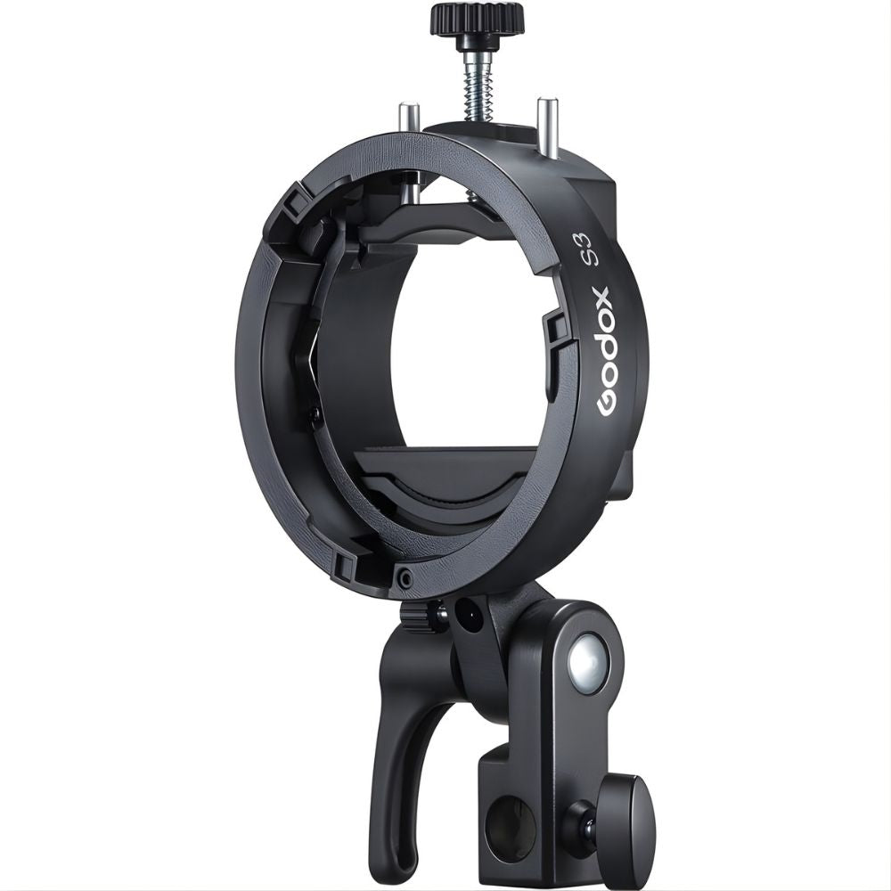 Godox S2/S3 Universal S‑Type Speedlite Bracket for Umbrella Holder with Round/Square‑Head Flashes
