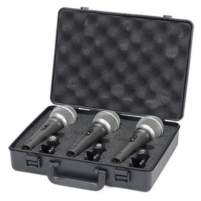 Samson Q6CL 3-Pack Professiol Supercardioid Dymic Microphone Bundle Set Kit with Mic Clip & 18' XLR Cable for Vocal and Instrument Recording, Studio, Live Performance, Karaoke, with 80Hz to 15kHz Frequency Response