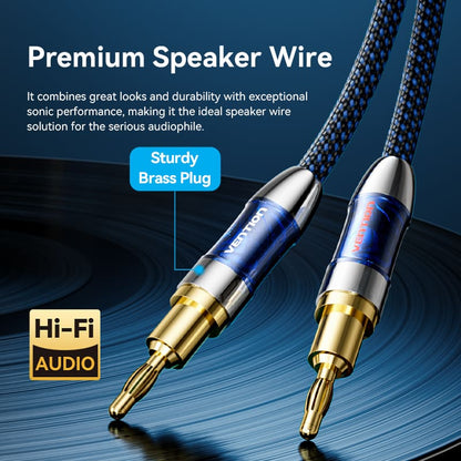 [CLEARANCE] Vention 1.5 Meter Dual Ba Pin to Dual Spade Hifi Audio Braided Speaker Wire Male to Male with Closed Screw Type and Gold Plated Plugs for Speaker Amplifier | BLCLG